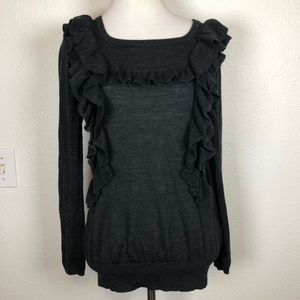 Anthropologie Moth charcoal gray ruffle sweater S